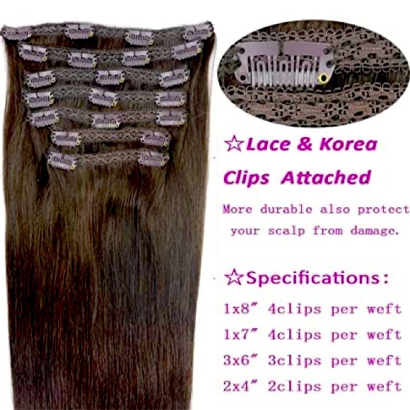 HUMAN HAIR Lace Base Clip In Hair Extensions Thick ends Double Wefted Remy Hair - Picture 6 of 7
